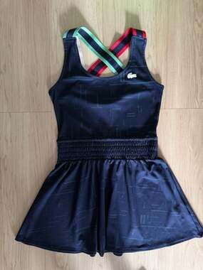 Lacoste Sport Women's Criss-Cross Strap Tennis Dress Navy Blue Size 36